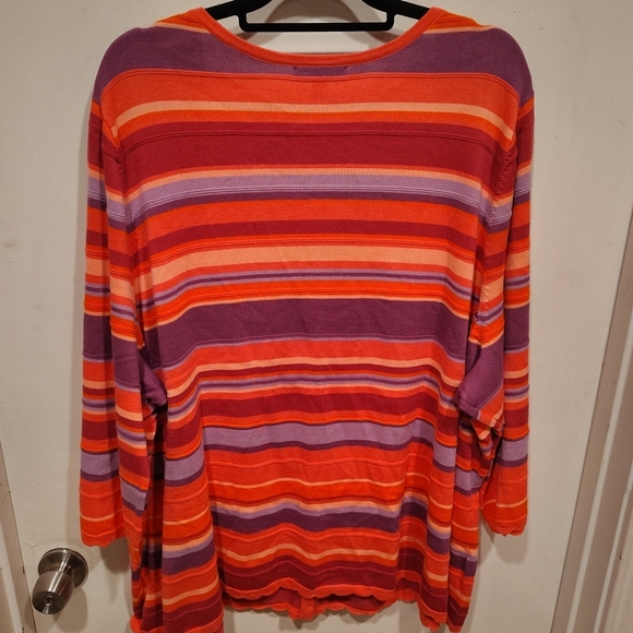 Isaac Mizrahi Live Colorful Stripe V-Neck Cardigan Sweater Sz 4X Casual Kidcore - Picture 6 of 7